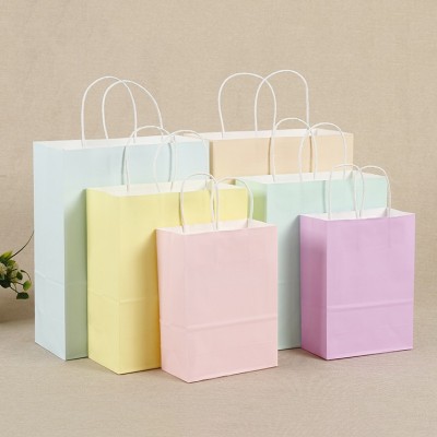 Diy Macaron Color Kraft Paper Bag Paper Gift Bag For Packaging